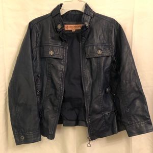 Urban Republic girls vegan leather navy jacket